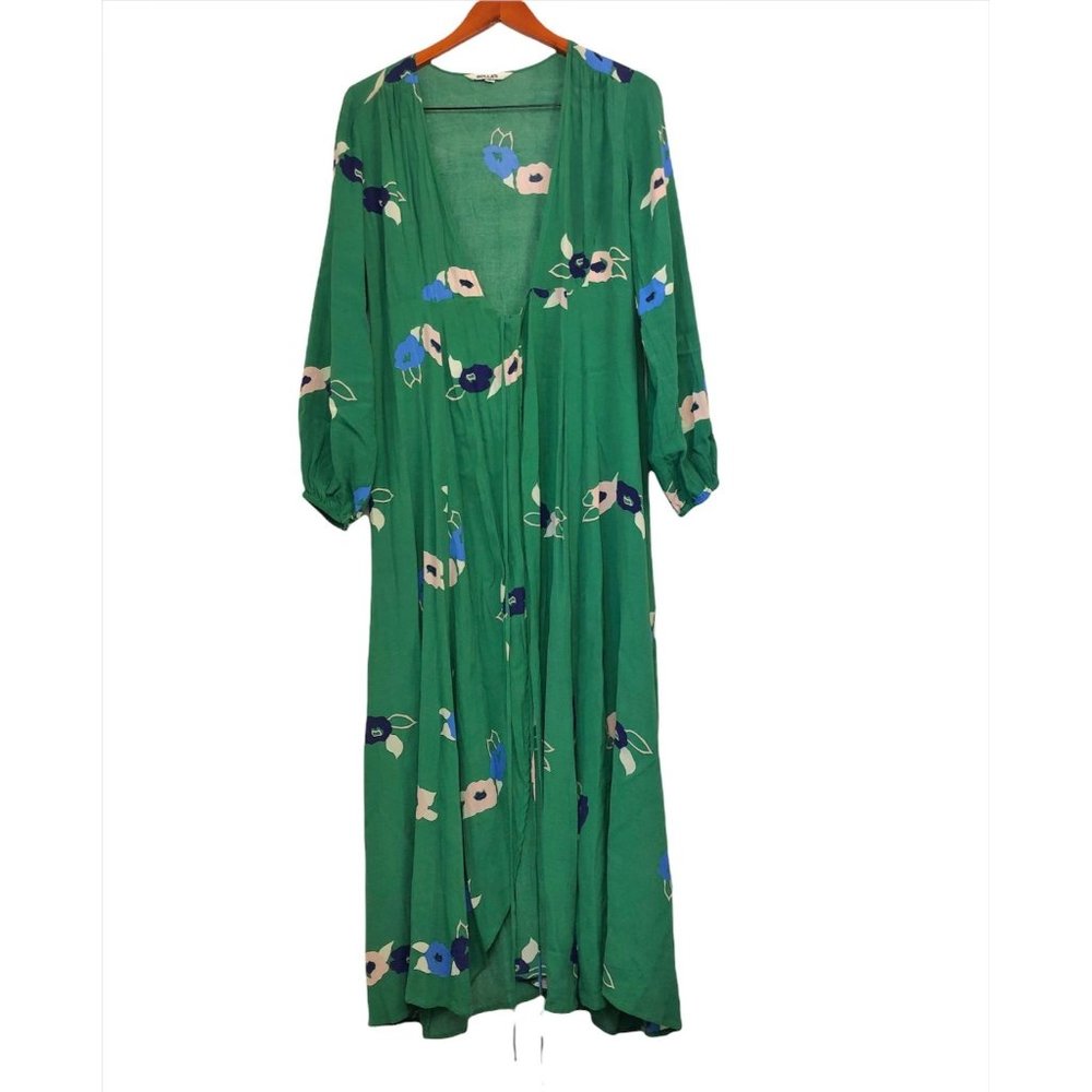 Rolla's Green Floral Midi Wrap Dress